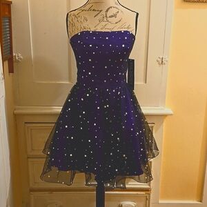 NWT Masquerade purple glitter party dress Sz 9/10